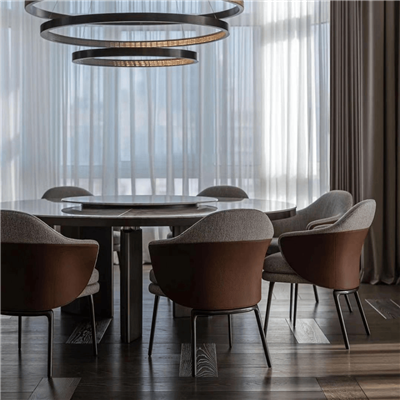 Set Meja Makan Bulat Atas Marmar